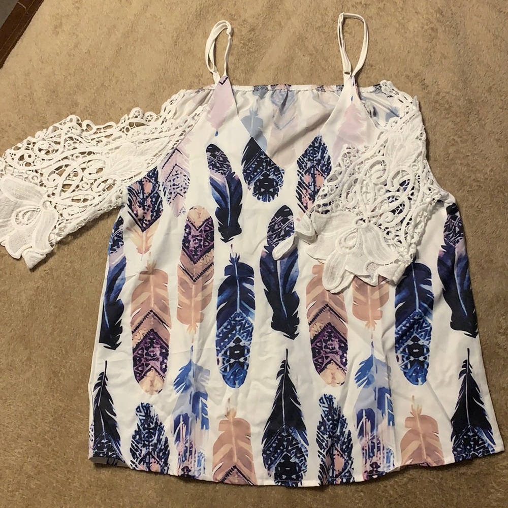 White feather blouse